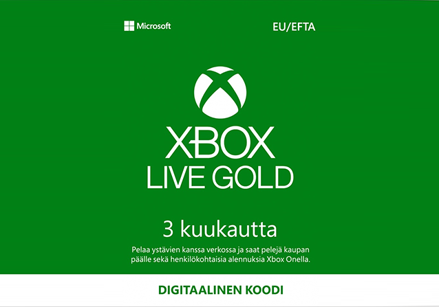 Microsoft Xbox Live Gold 3 Kk Jäsenyys